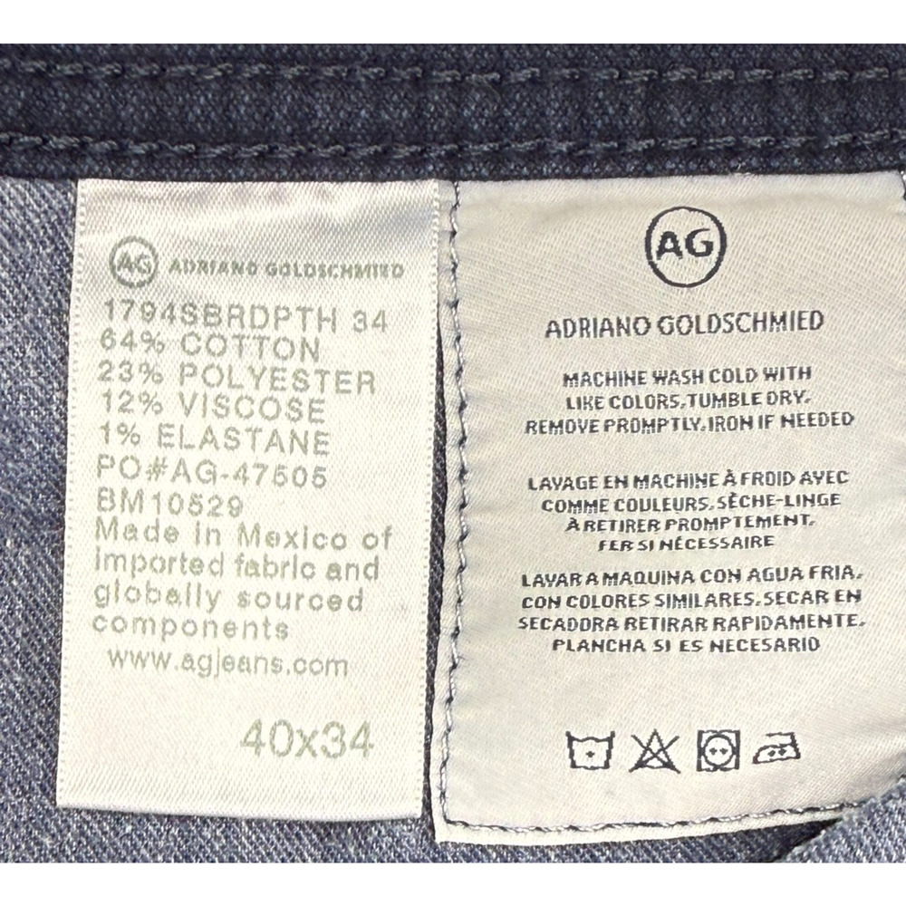 AG Adriano Goldschmied Everett Slim Straight Jeans Men's 40x34 Dark Wash Indigo - Picture 3 of 9